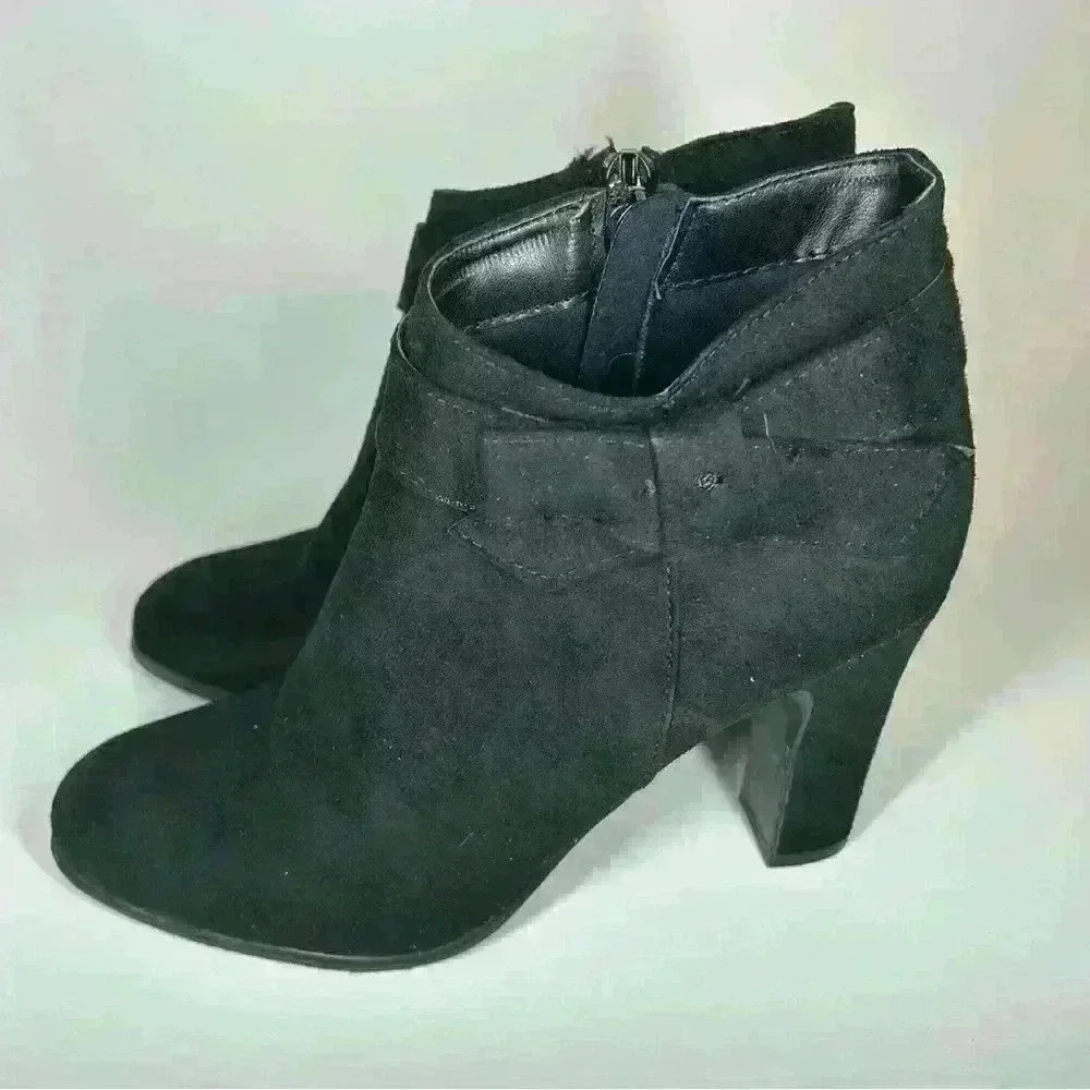 Impo Oralia black suede women’s boot heels 4”